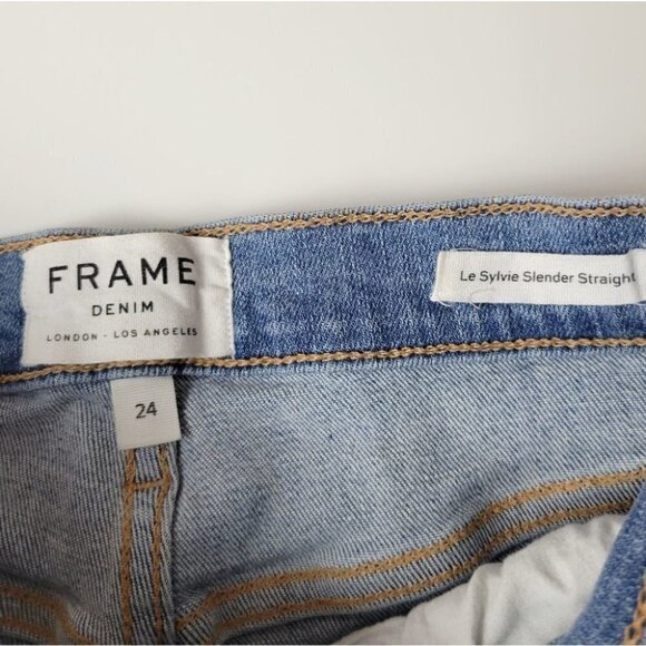 FRAME le sylvie slender straight jeans high rise overdrive distressed 24 - Picture 7 of 12
